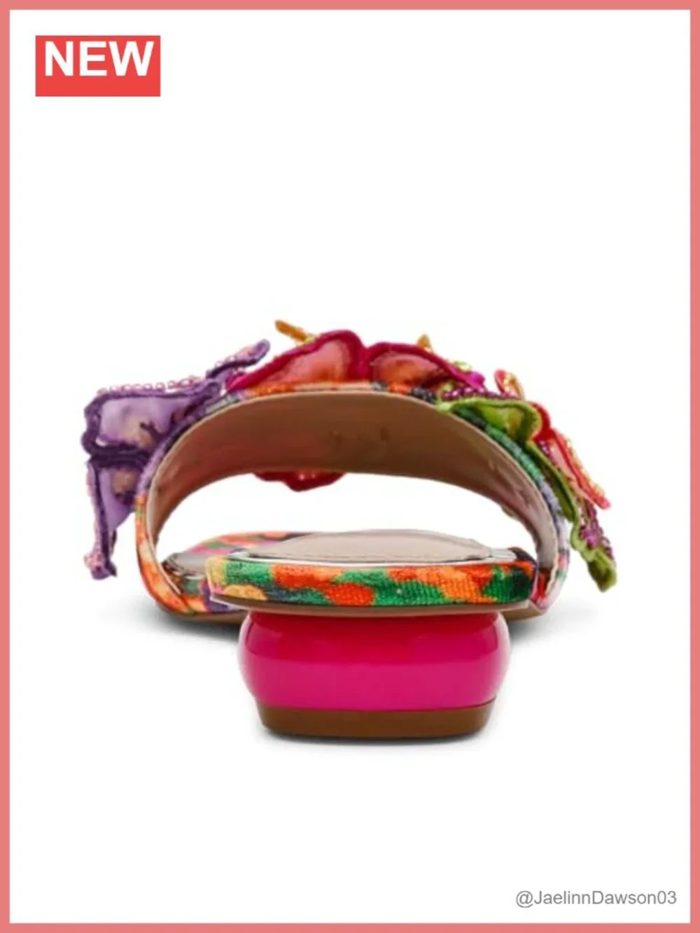 Slide Sandal with Flower Embellishments, Manmade Upper, Kitten Heel, Slip On